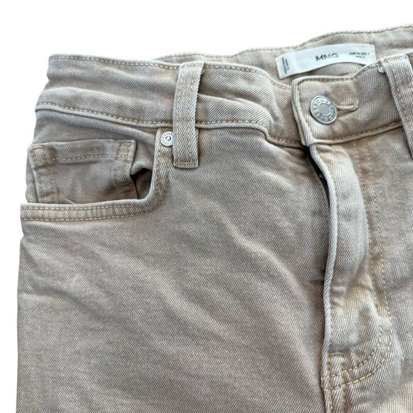 Mango Women's Medium Rise Flared Leg Frayed Hem Ecru Beige Jeans Denim - Size 2 - Picture 4 of 9